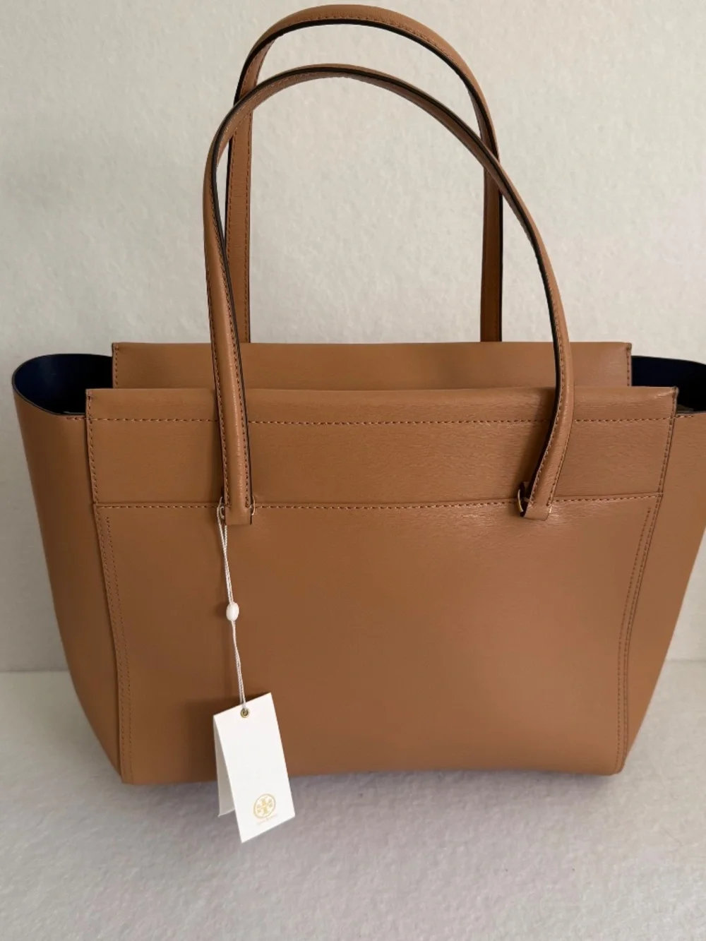 NWT Tory Burch Large Parker Leather Tote Bag in Cardamom Royal Navy Style 37169